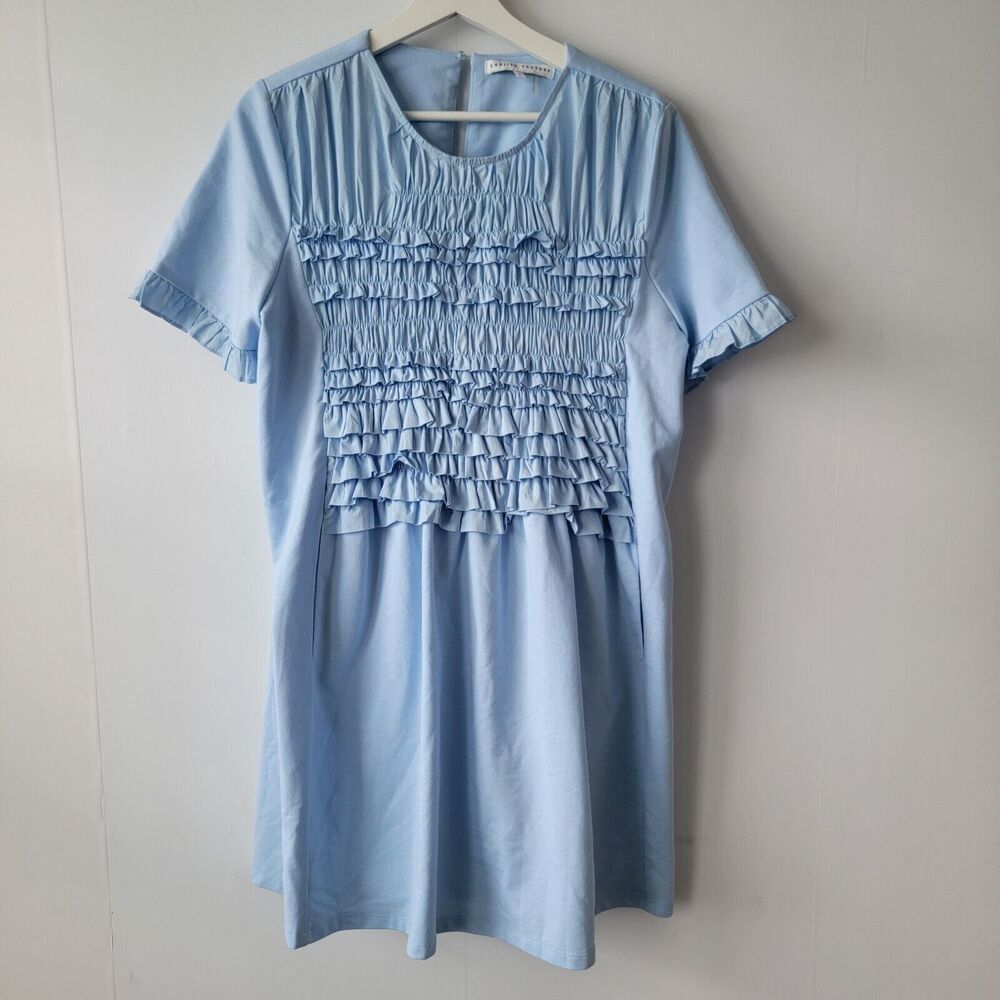 english factory mixed media ruffle detail dress size L